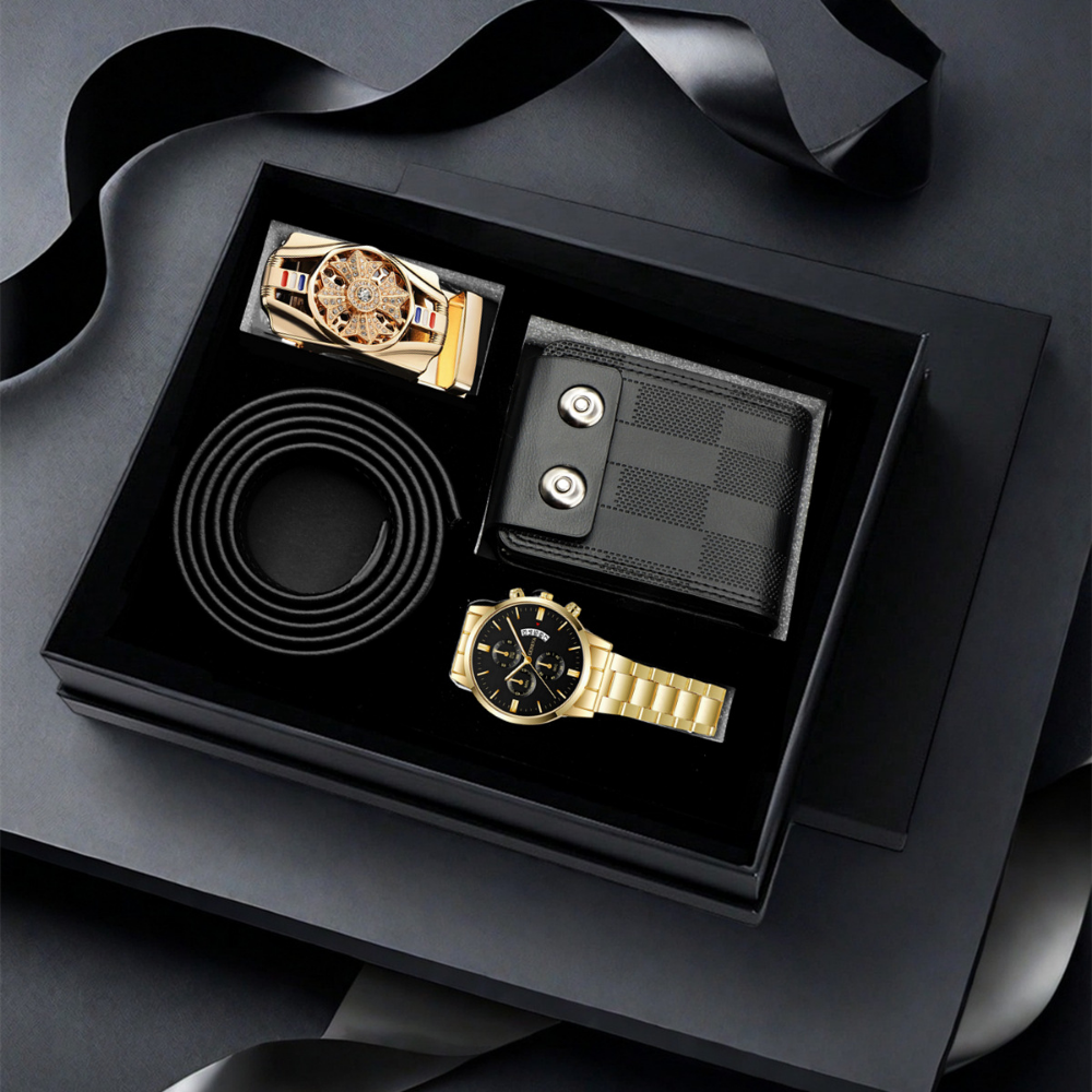 Coffret homme doré avec boucle de ceinture