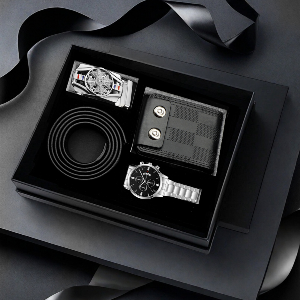 Coffret homme argent avec boucle de ceinture