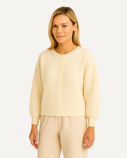 Gilet femme beige à manches bouffantes, vue de face
