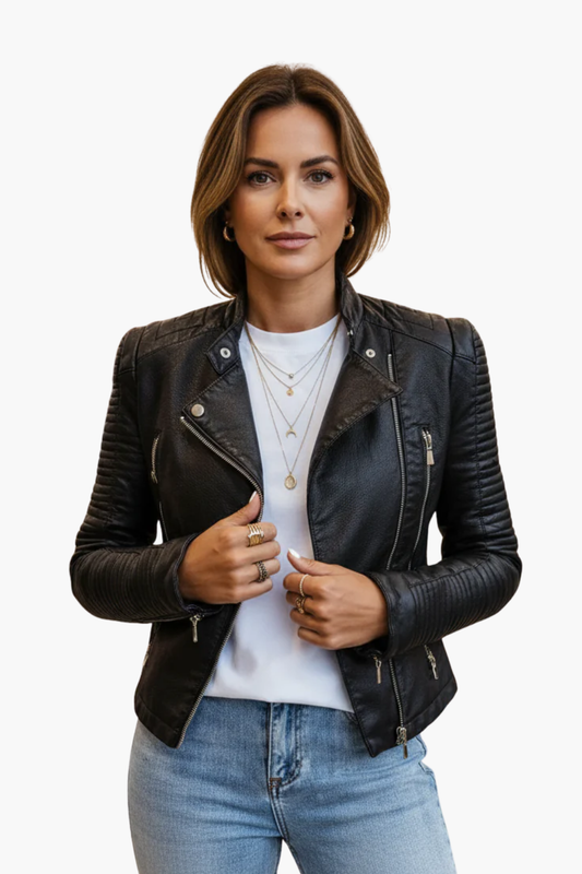 Veste femme effet cuir style perfecto fermeture zippée