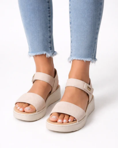 Sandales Compensées Femme – Brides Ajustables & Bout Ouvert, Maintien Plateforme Confort