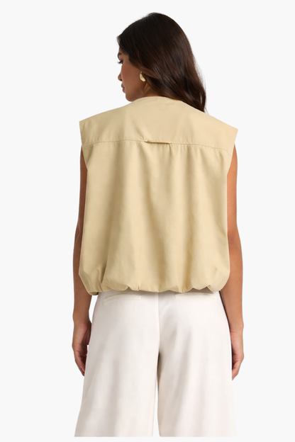 Gilet Femme Sans Manches Zippé – Veste Courte Élégante Style Utility