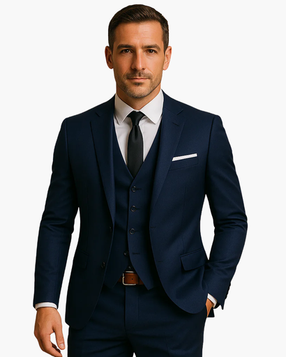 Costume homme 3 pièces slim fit, coloris Bleu marine