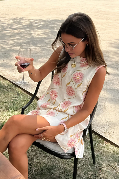 Abito Corto da Donna Senza Maniche – Abito a Trapezio Floreale in Stile Estivo