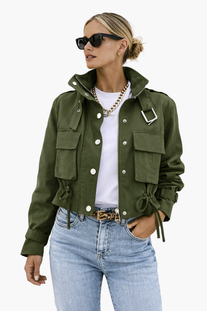 Veste Courte Femme Utility Zippée – Style Casual Chic & Poches Pratiques | Quotidien & Voyage