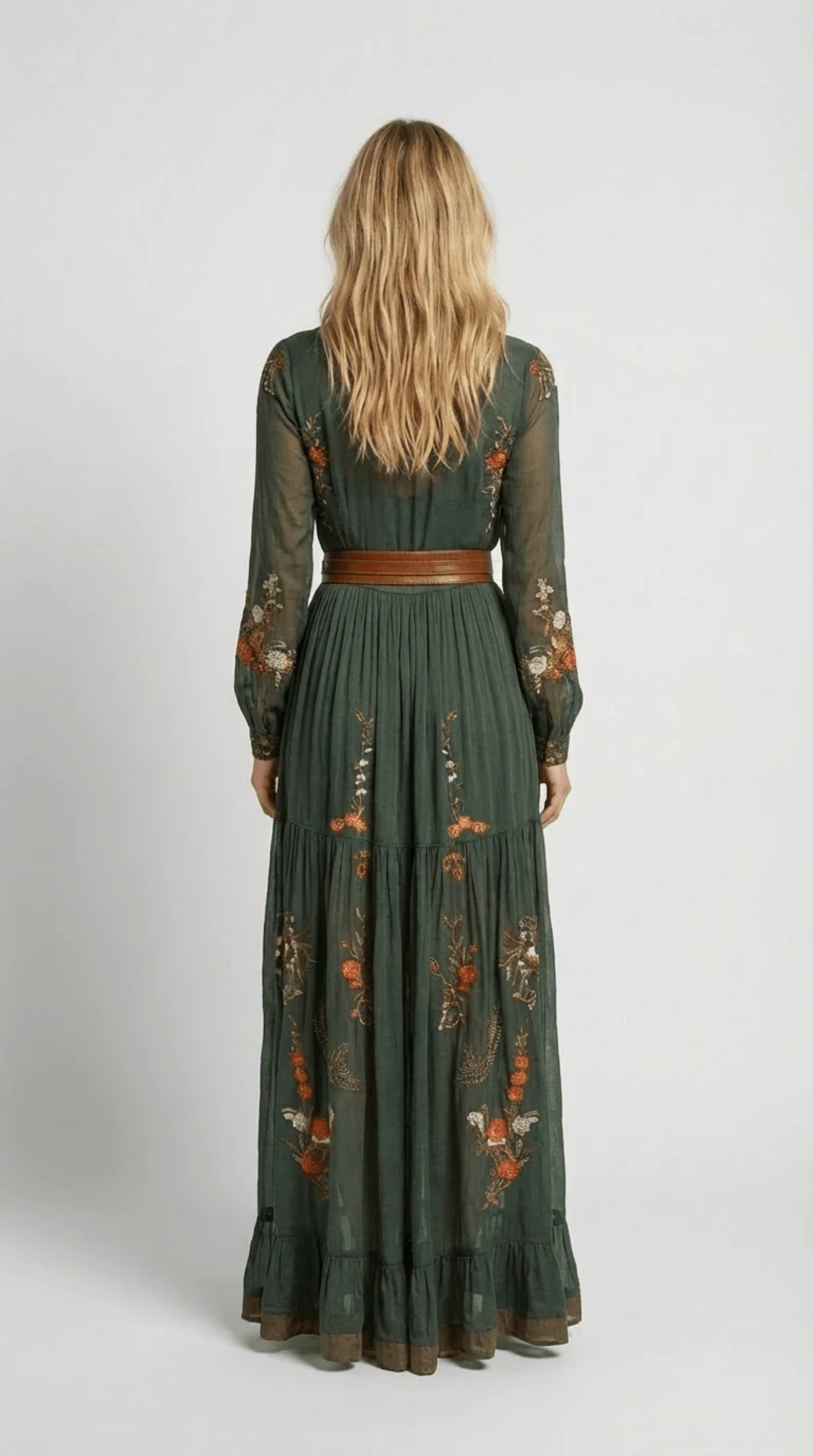 Robe Longue Bohème Femme – Broderies Florales & Coupe Fluide | Robe Maxi Invitée de Mariage