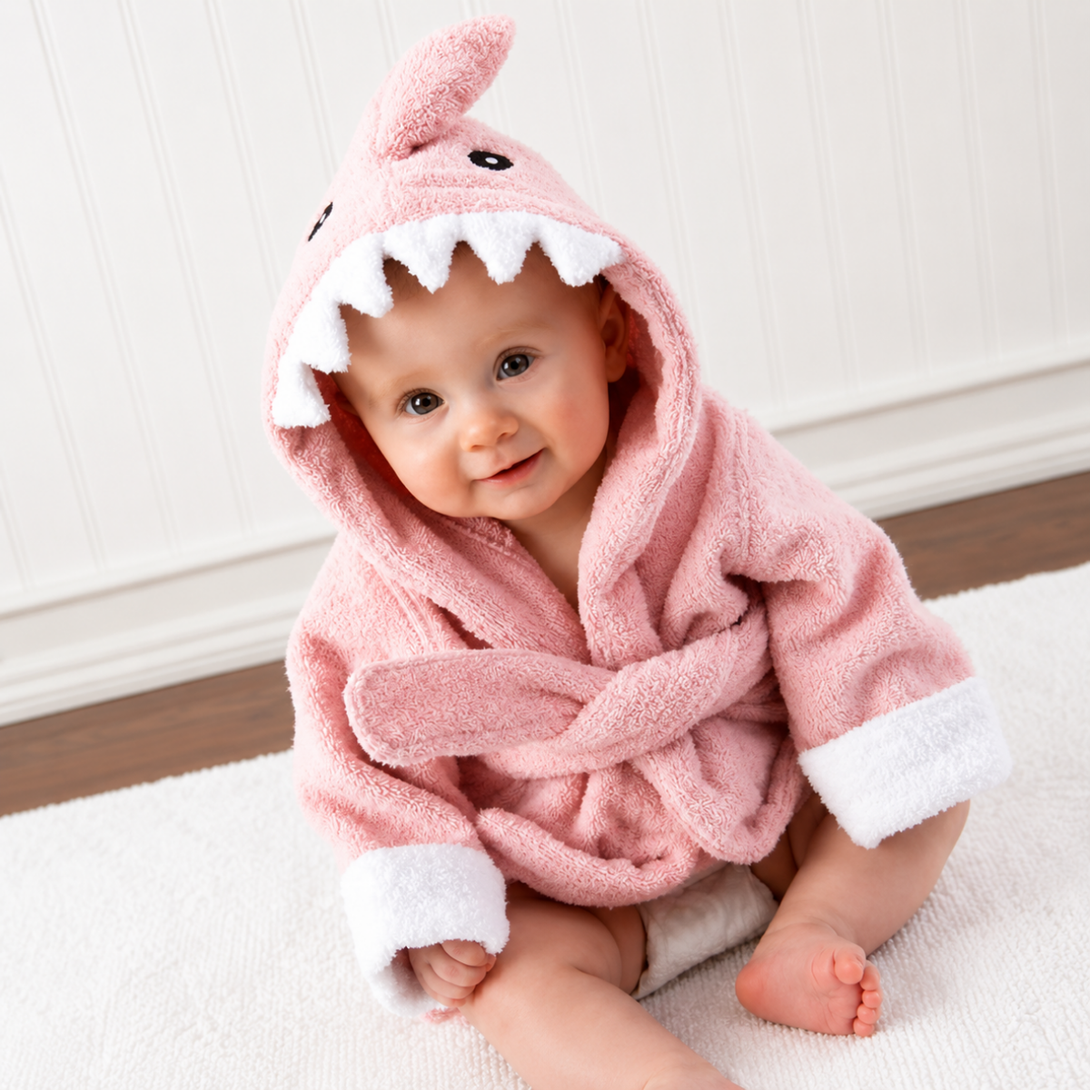 Poncho de bain bébé à capuche vu de profil