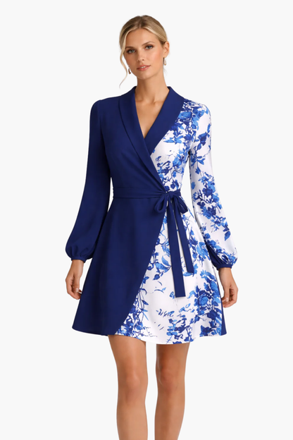 Robe Portefeuille Femme – Col en V & Manches Longues, Élégance Soirée Cocktail
