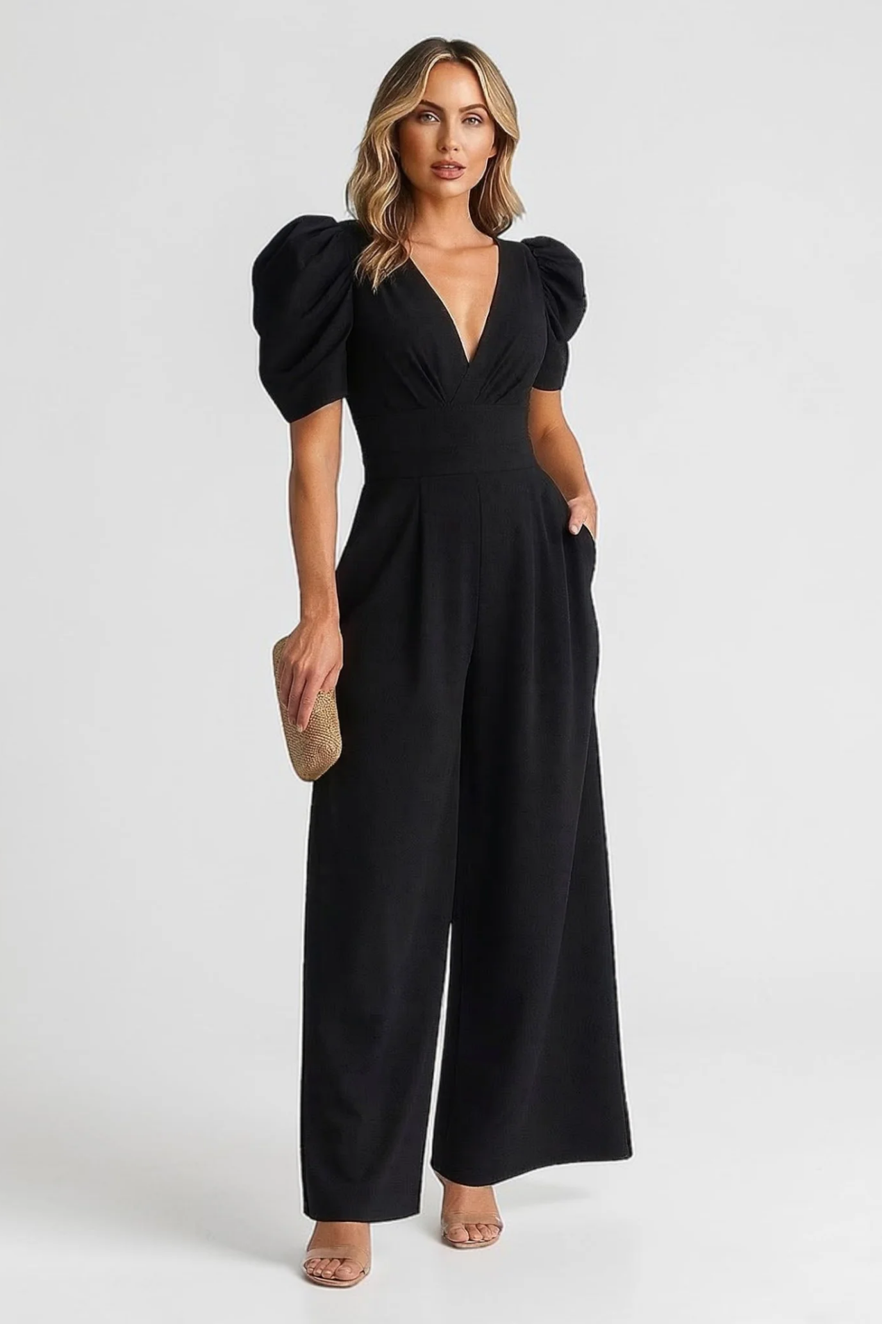 Combinaison Femme – Élégance Fluide Col V & Jambe Large | Jumpsuit Chic