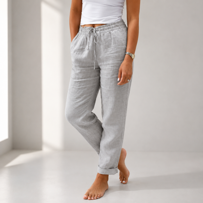 Pantalon Lin Femme – Coupe Fluide & Taille Élastique, Léger et Respirant