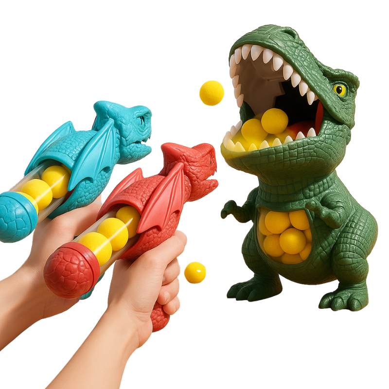 Set de tir à la cible dinosaure avec deux lanceurs