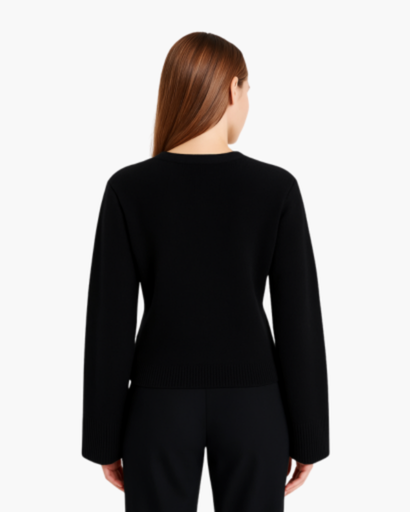 Cardigan Femme Boutonné Maille Structurée noir - vue de dos - Melvoire