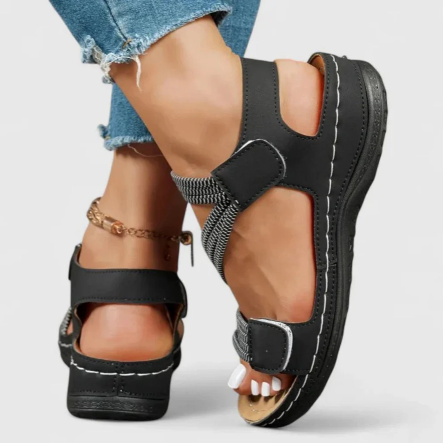 Sandales Ergonomiques Femme – Brides Ajustables & Semelle Amortissante, Confort Quotidien