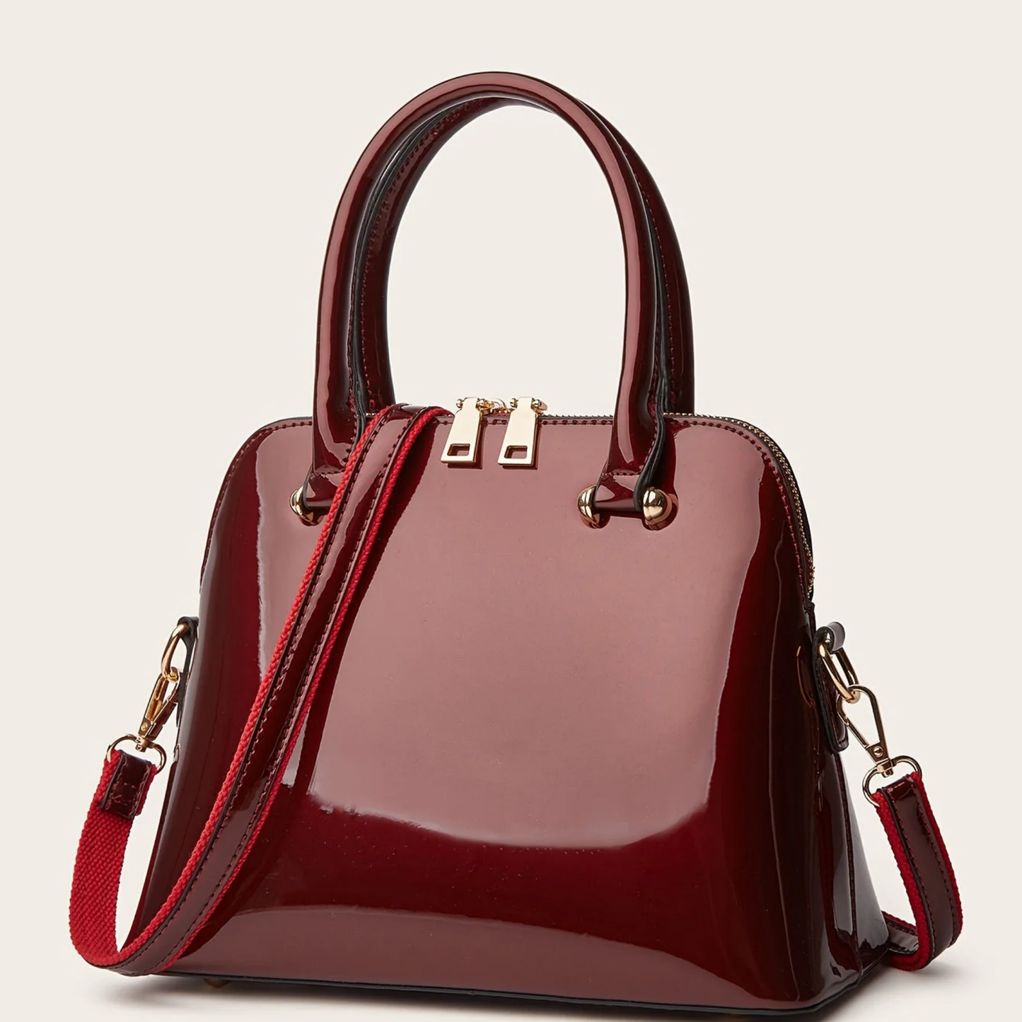 Borsa a mano da donna in vernice – Elegante con manici e tracolla
