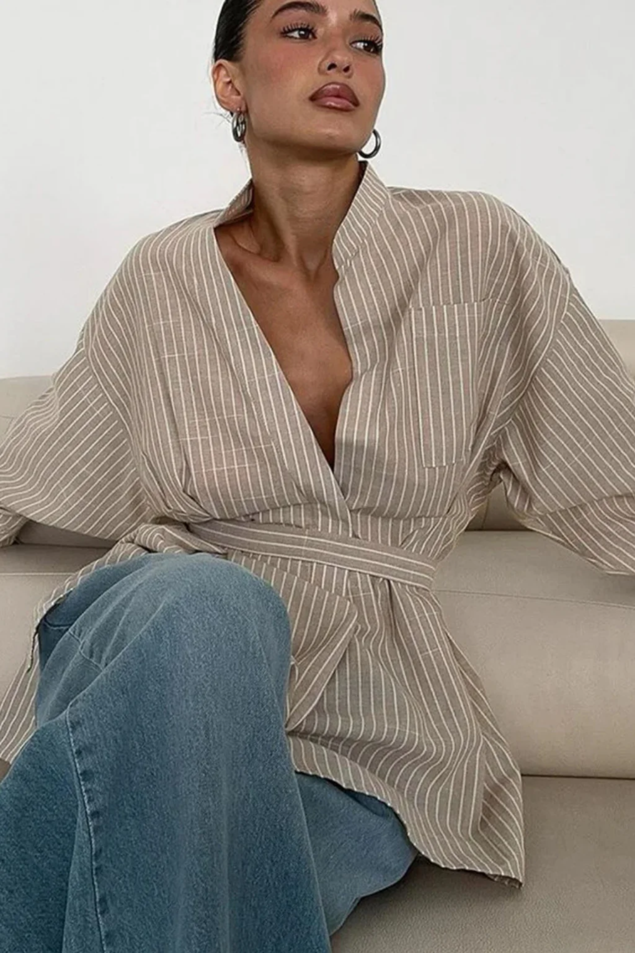 Blouse Femme Fluide Rayée – Élégance Casual & Coupe Cintrée | Style Bureau & Quotidien