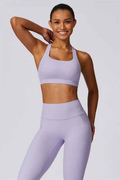 Ensemble Sport Femme Dos Croisé – Brassière et Legging Taille Haute Sculptant