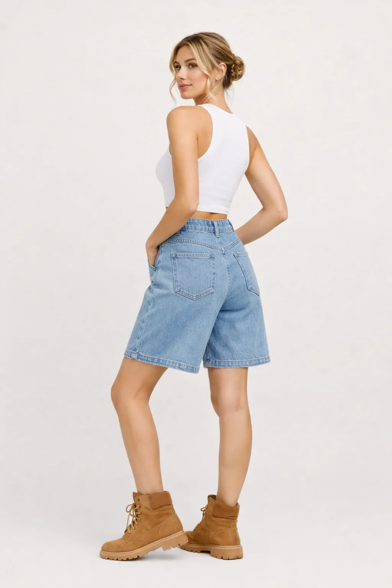 Short En Jean Femme – Taille Haute Coupe Ample Décontractée | Short Denim Été