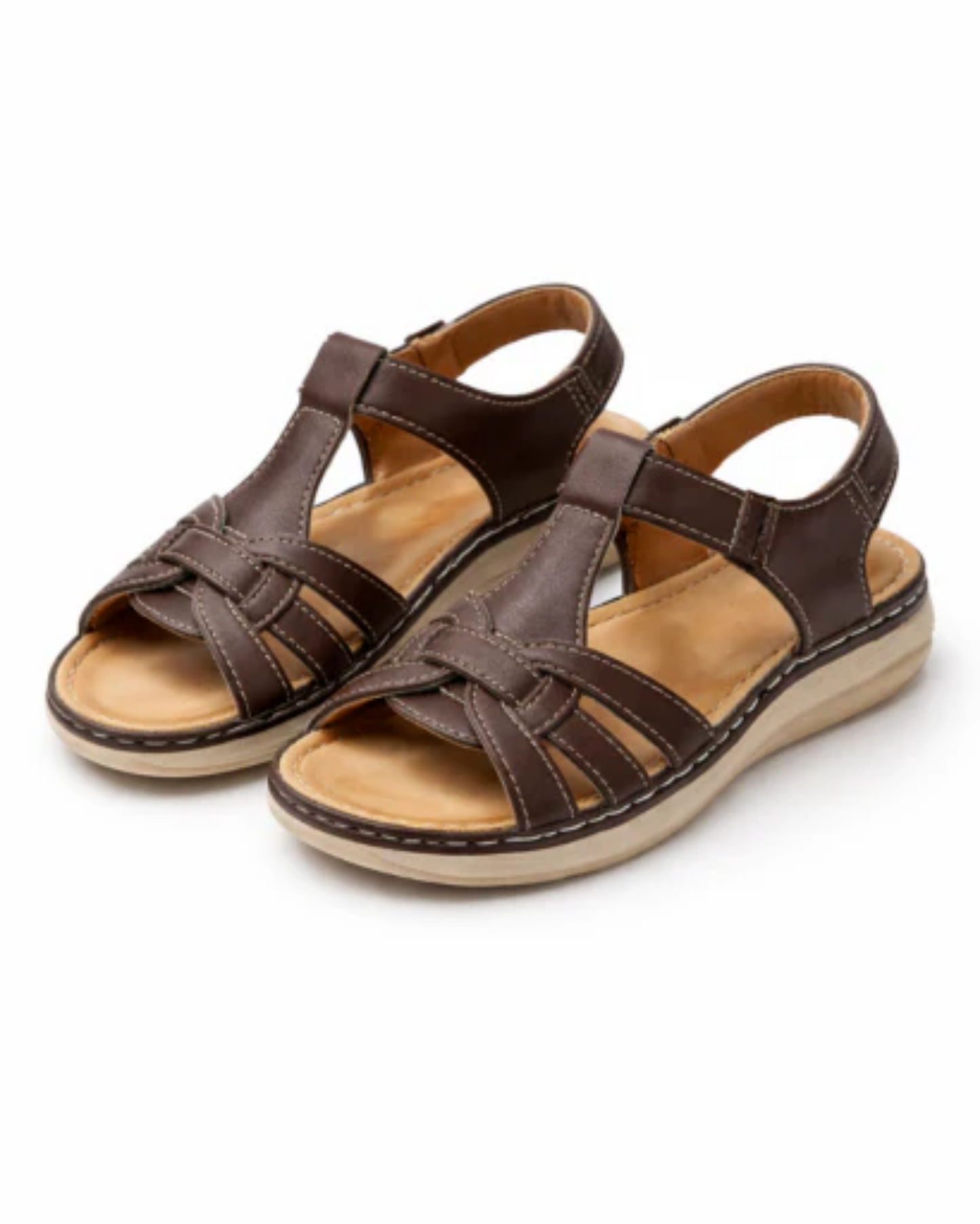 Sandales Compensées Femme – Brides Entrecroisées & Cheville Ajustable, Style Tressé Été