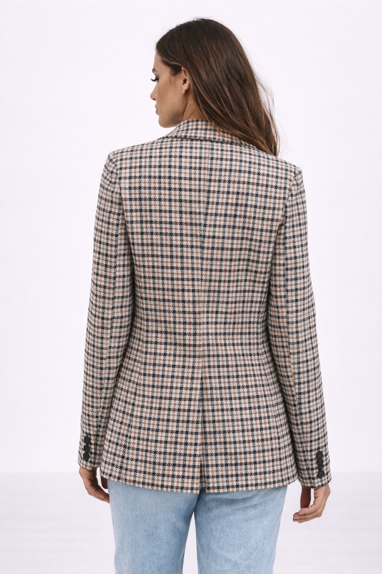 Blazer Femme Pied-de-Poule – Veste Croisée Style Tailoring | Tenue Bureau Élégante & Cérémonie