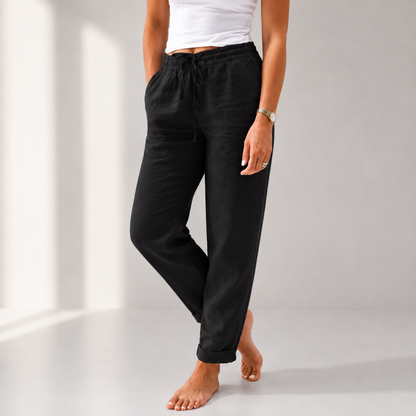 Pantalon Lin Femme – Coupe Fluide & Taille Élastique, Léger et Respirant