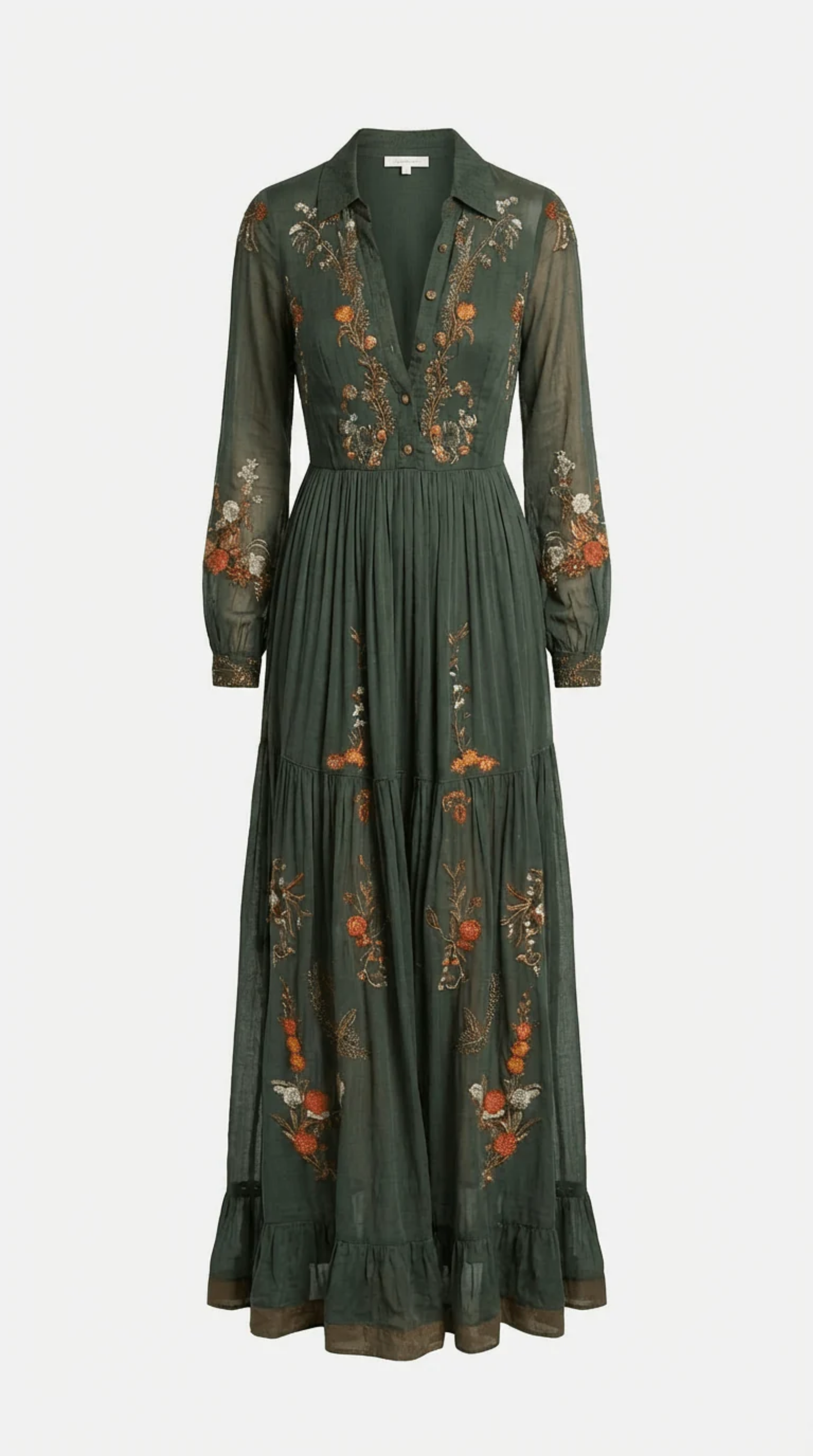 Robe Longue Bohème Femme – Broderies Florales & Coupe Fluide | Robe Maxi Invitée de Mariage