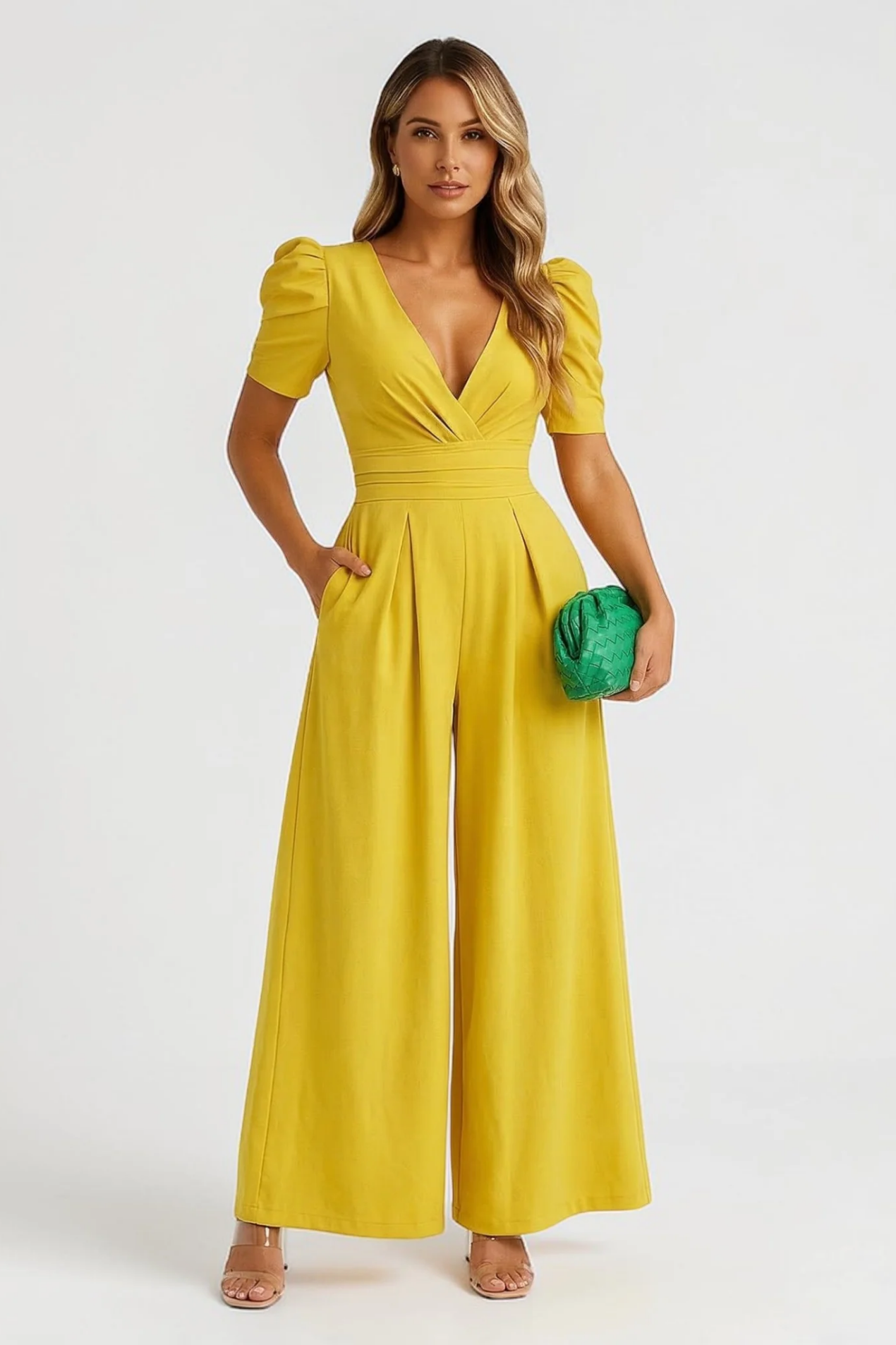 Combinaison Femme – Élégance Fluide Col V & Jambe Large | Jumpsuit Chic