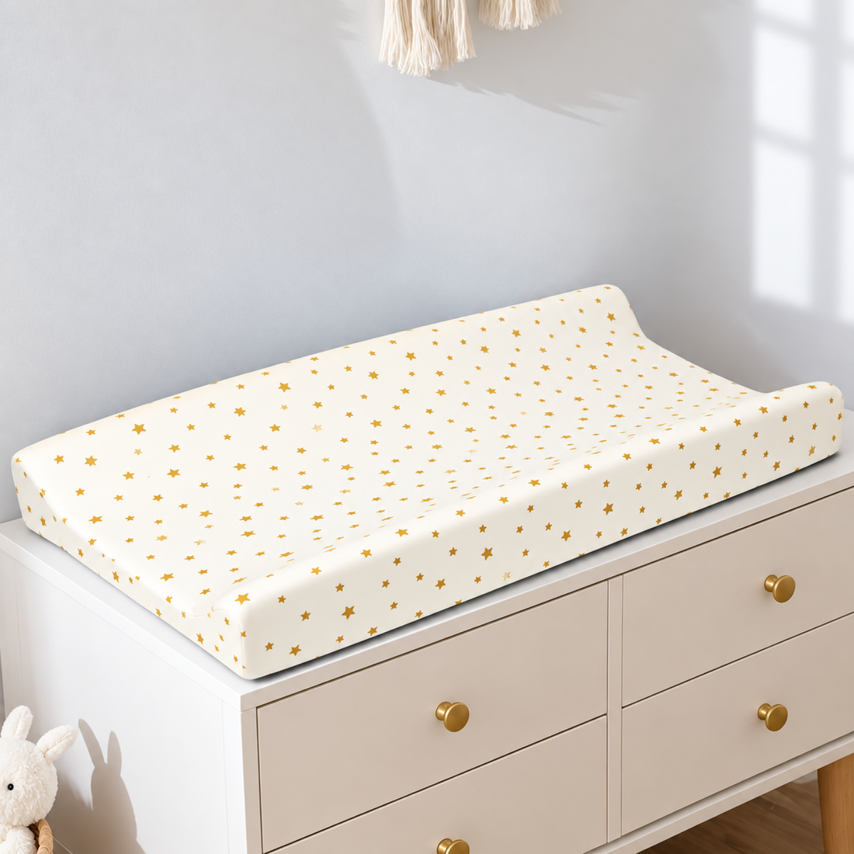 Housse de matelas à langer en coton réutilisable, imprimé Étoile Dorée