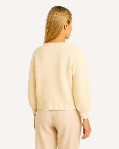 Gilet femme beige à manches bouffantes, vue de dos