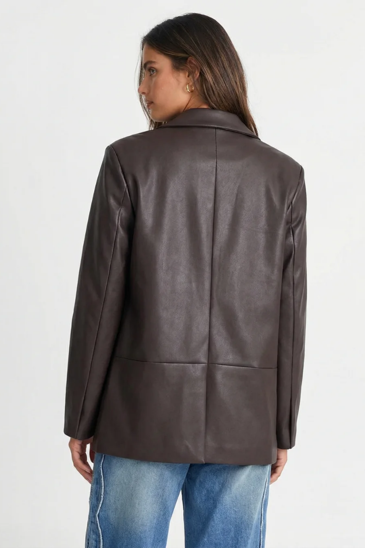 Blazer Femme Effet Cuir – Coupe Tailleur Classique & Élégante | Style Bureau & Invitée de Mariage