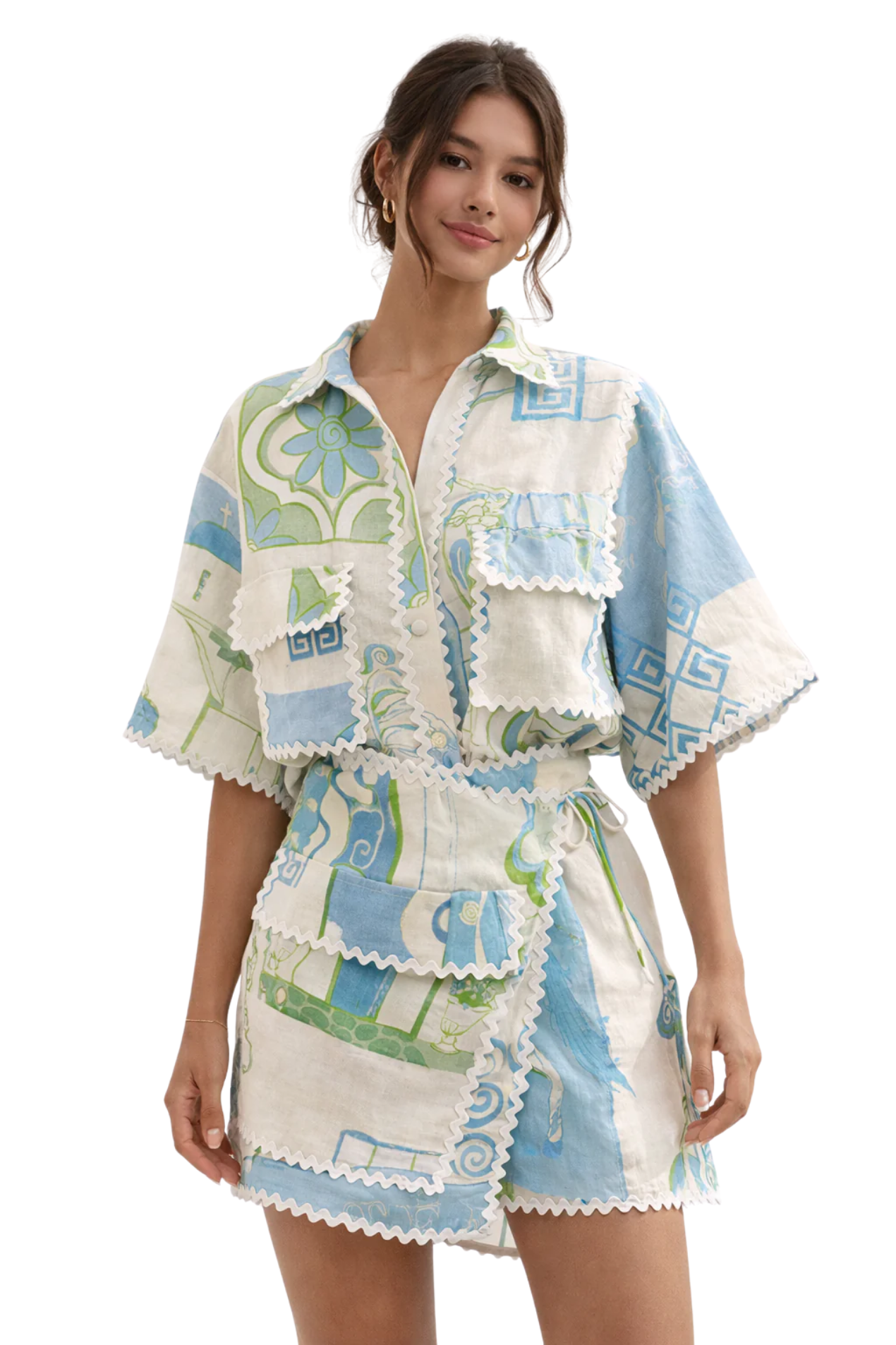Ensemble Imprimé Deux Pièces Femme – Coupe Estivale & Matière Légère, Style Chic Été