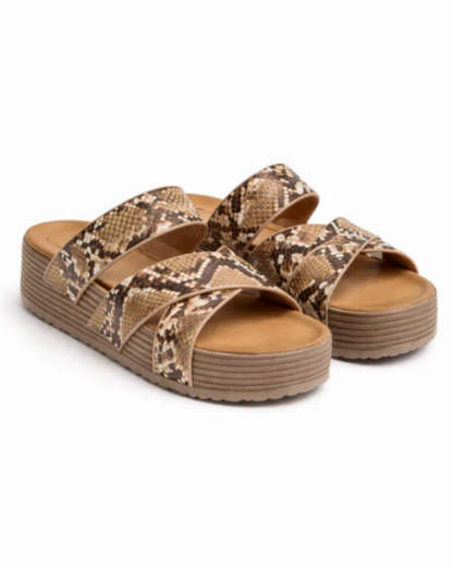 Sandales Compensées Femme – Brides Croisées Tressées & Plateforme Texturée, Confort Estival