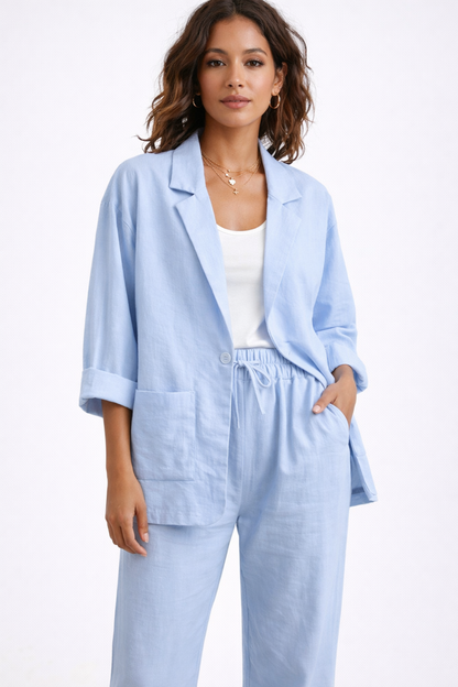 Ensemble Femme En Lin Blazer Et Pantalon – Ensemble Lin Femme Élégant Et Léger