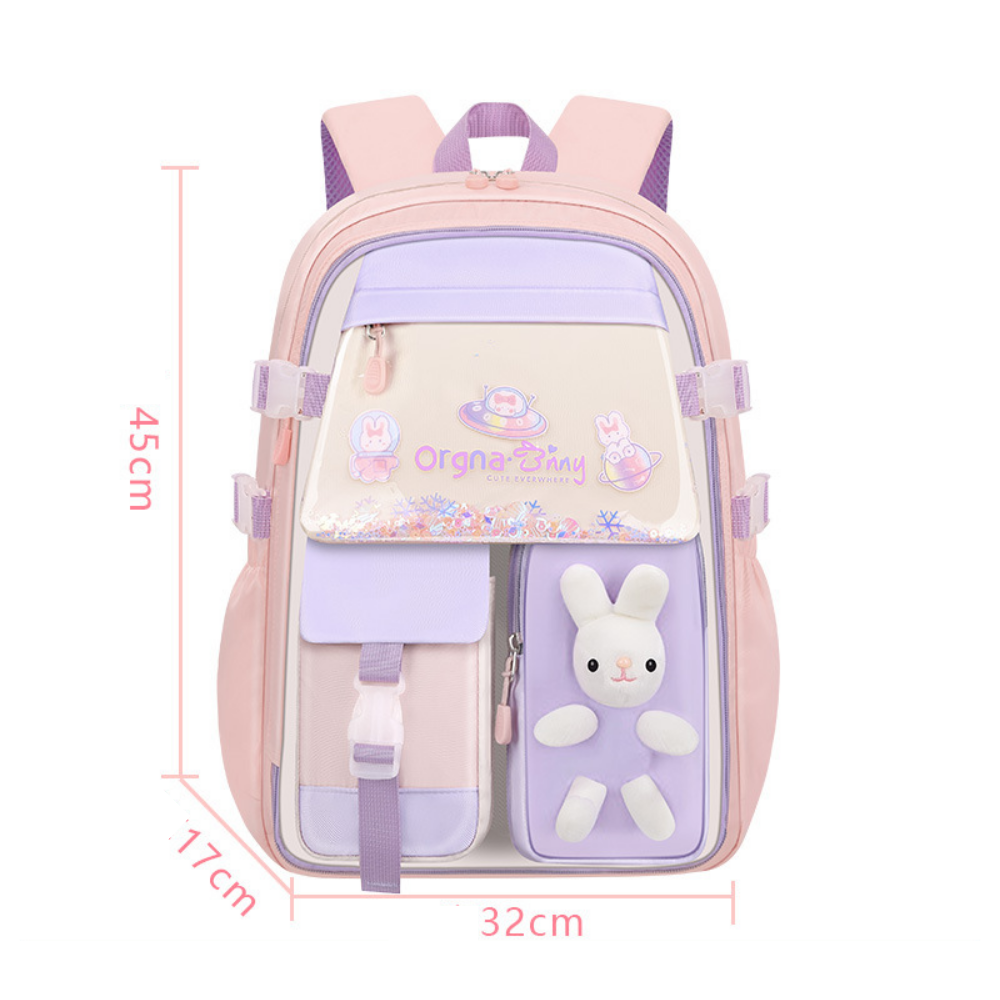 Sac à dos scolaire rose, grand format