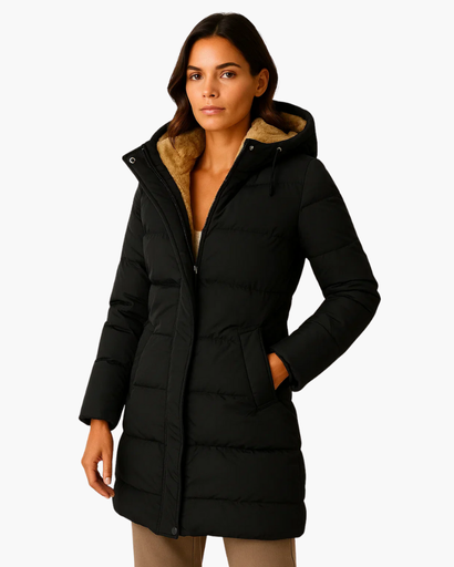 Doudoune longue femme marron