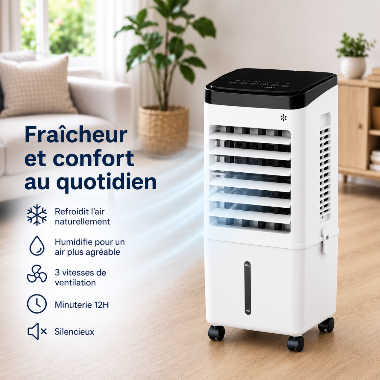 Climatiseur Mobile avec Télécommande & Mode Nuit – Froid Puissant