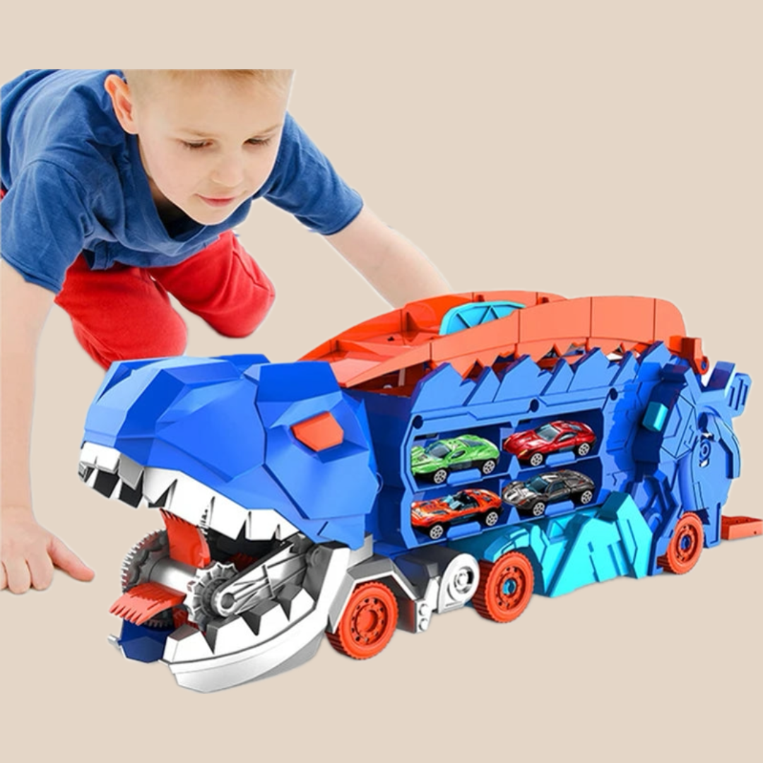 Camion transporteur dinosaure avec mini voitures pour enfants