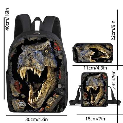 Compartiment principal ouvert du sac à dos dinosaure 3D