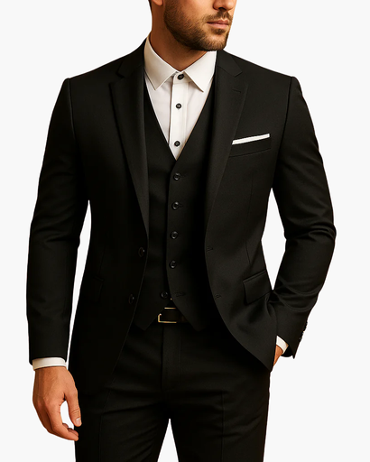 Costume homme 3 pièces slim fit, coloris Noir