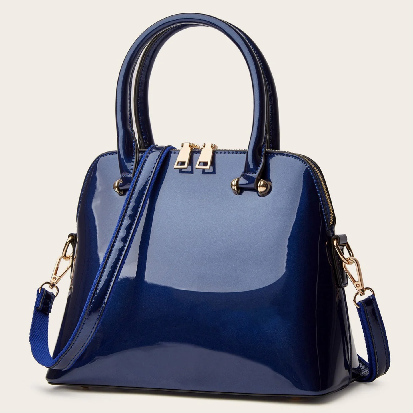 Borsa a mano da donna in vernice – Elegante con manici e tracolla