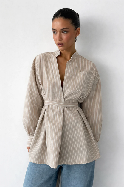 Blouse Femme Fluide Rayée – Élégance Casual & Coupe Cintrée | Style Bureau & Quotidien