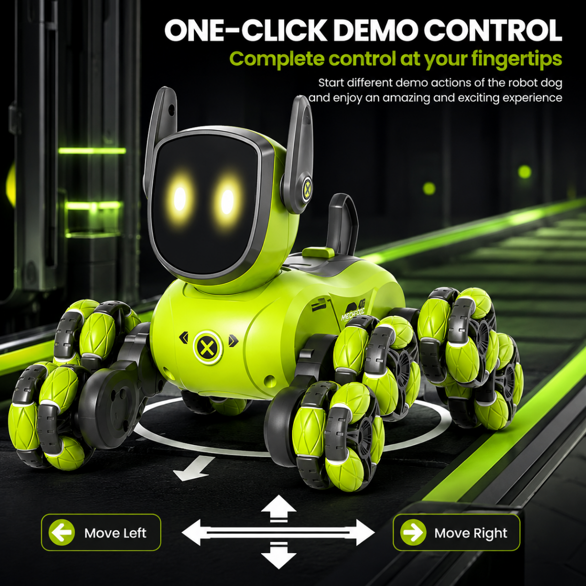 Chien robot RC, contrôle gestuel en action
