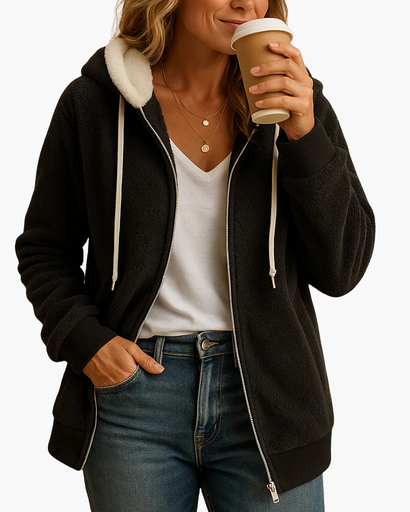 Veste à Capuche Femme Doublée Polaire – Confort & Style Décontracté | Automne Hiver