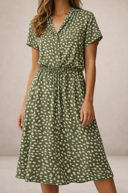 Robe Midi Fluide Imprimée – Coupe Féminine Taille Ajustable | Robe Femme