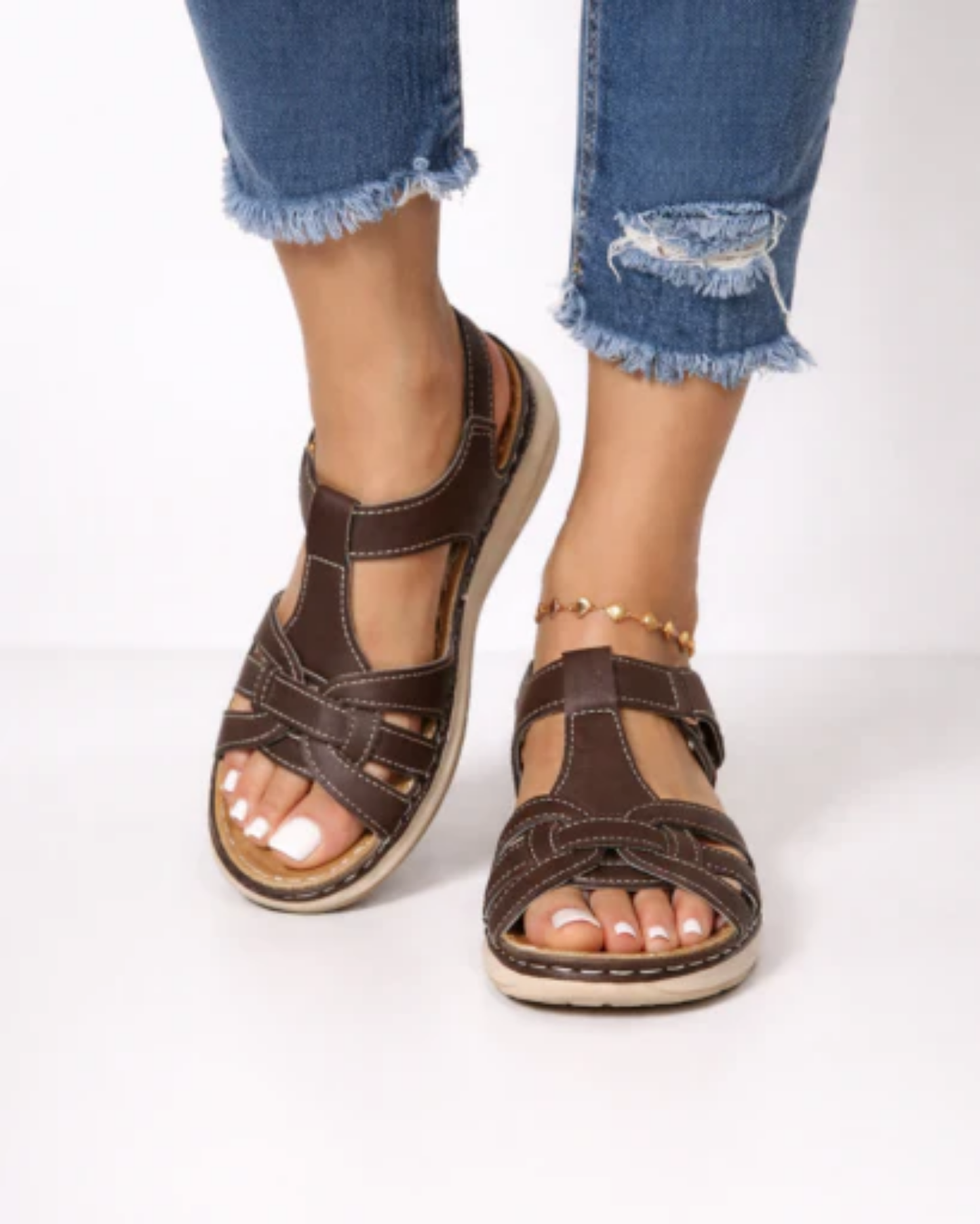 Sandales Compensées Femme – Brides Entrecroisées & Cheville Ajustable, Style Tressé Été