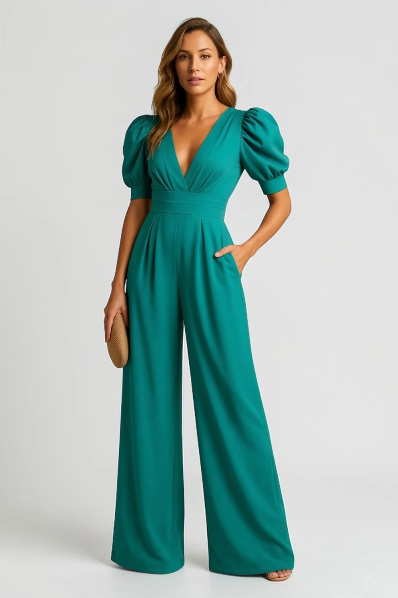 Combinaison Femme – Élégance Fluide Col V & Jambe Large | Jumpsuit Chic