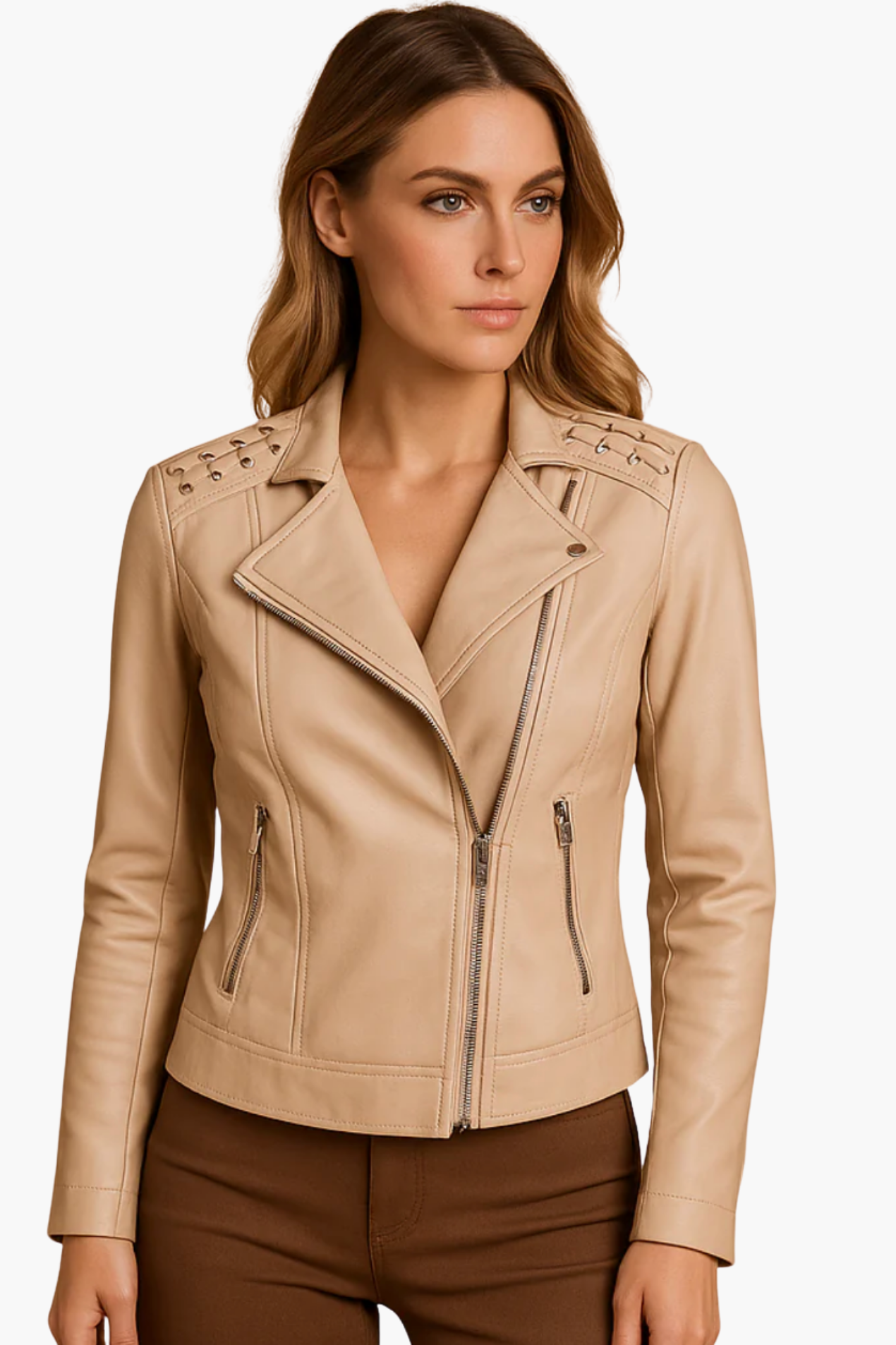 Veste Biker Cuir Femme Coupe Ajustée – Style Rock Chic & Finition Zippée | Soirée & Quotidien