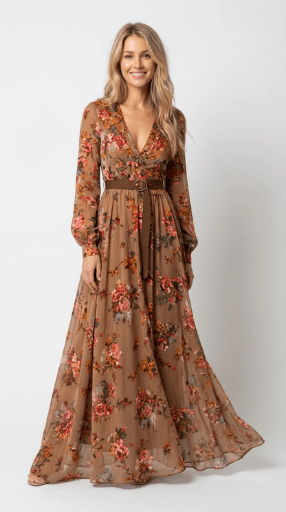 Robe Longue Bohème Femme – Broderies Florales & Coupe Fluide | Robe Maxi Invitée de Mariage