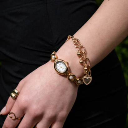 Montre Bracelet Femme Élégante – Style Vintage avec Perles Luxueuses