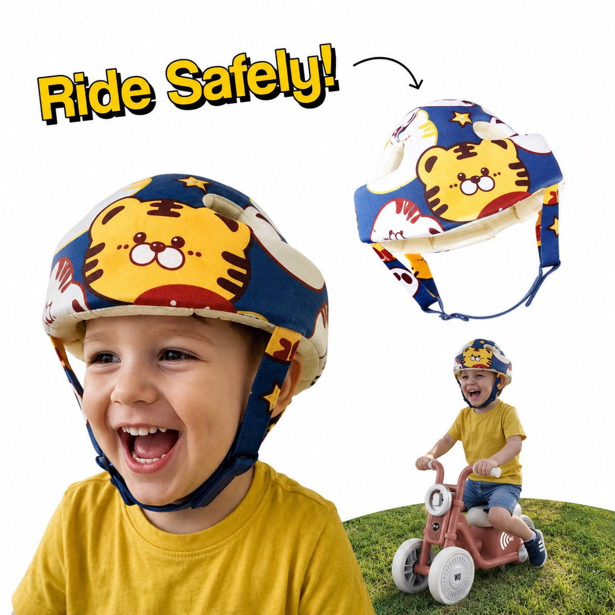Draisienne moto marron moka avec casque enfant assorti