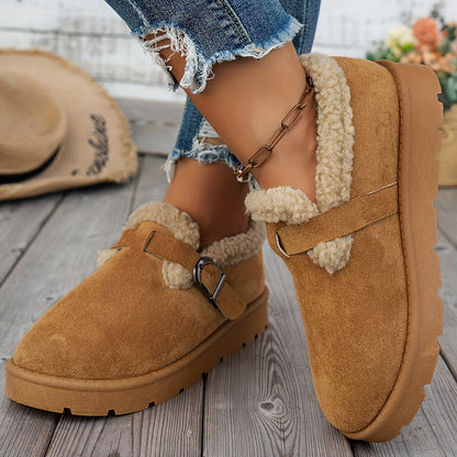 Bottines d'hiver femme fourrées marron, intérieur douillet